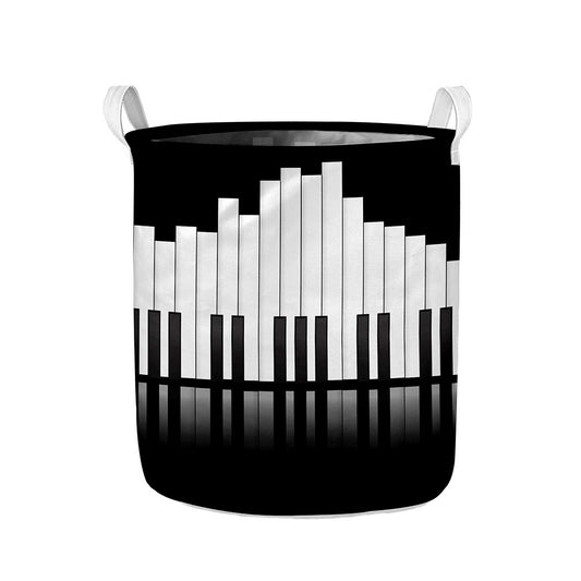 Black And White Piano Keyboard Print Collapsible Laundry Basket