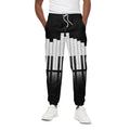 Black And White Piano Keyboard Print Cotton Sweatpants