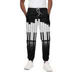 Black And White Piano Keyboard Print Cotton Pants