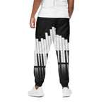 Black And White Piano Keyboard Print Cotton Pants