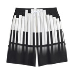 Black And White Piano Keyboard Print Cotton Shorts