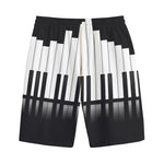 Black And White Piano Keyboard Print Cotton Shorts