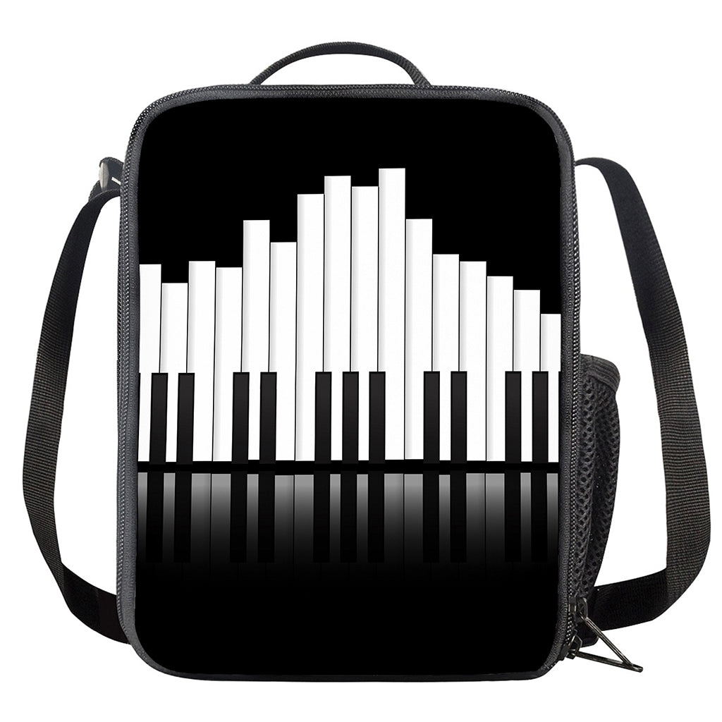 Black And White Piano Keyboard Print Crossbody Lunch Bag