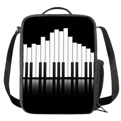 Black And White Piano Keyboard Print Crossbody Lunch Bag