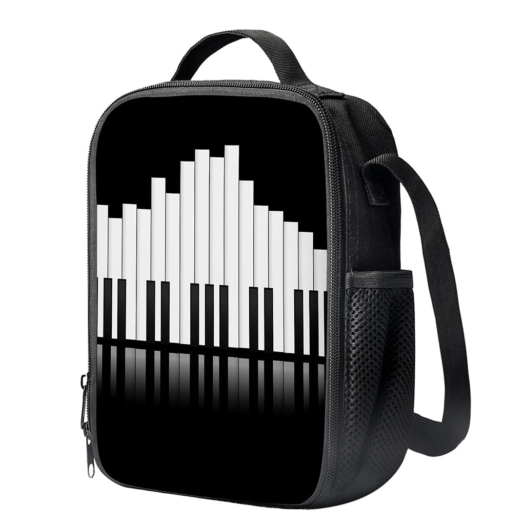 Black And White Piano Keyboard Print Crossbody Lunch Bag