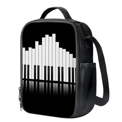 Black And White Piano Keyboard Print Crossbody Lunch Bag