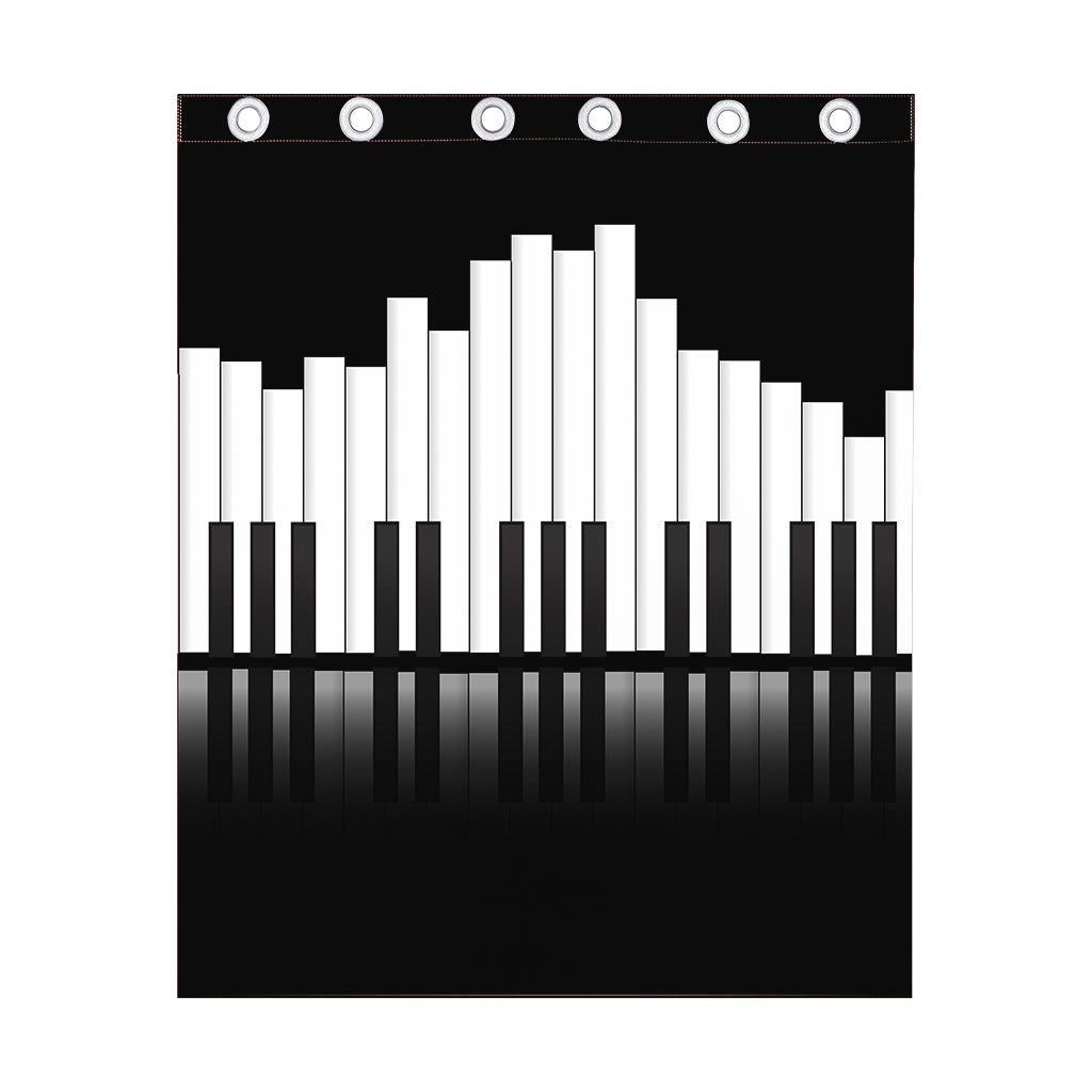 Black And White Piano Keyboard Print Curtain