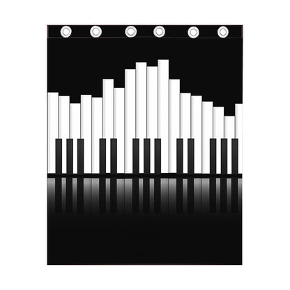 Black And White Piano Keyboard Print Curtain