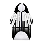 Black And White Piano Keyboard Print Dog Zip Up Hoodie