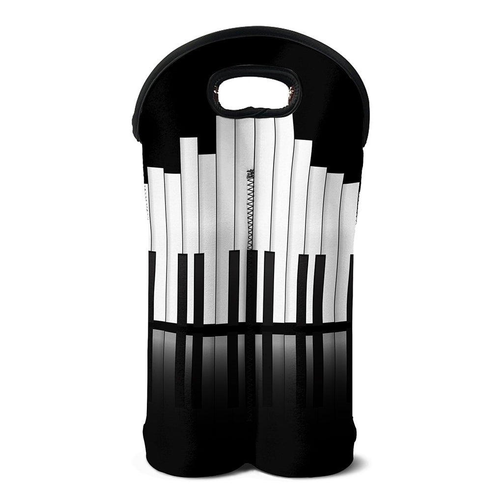 Black And White Piano Keyboard Print Double Neoprene Wine Tote