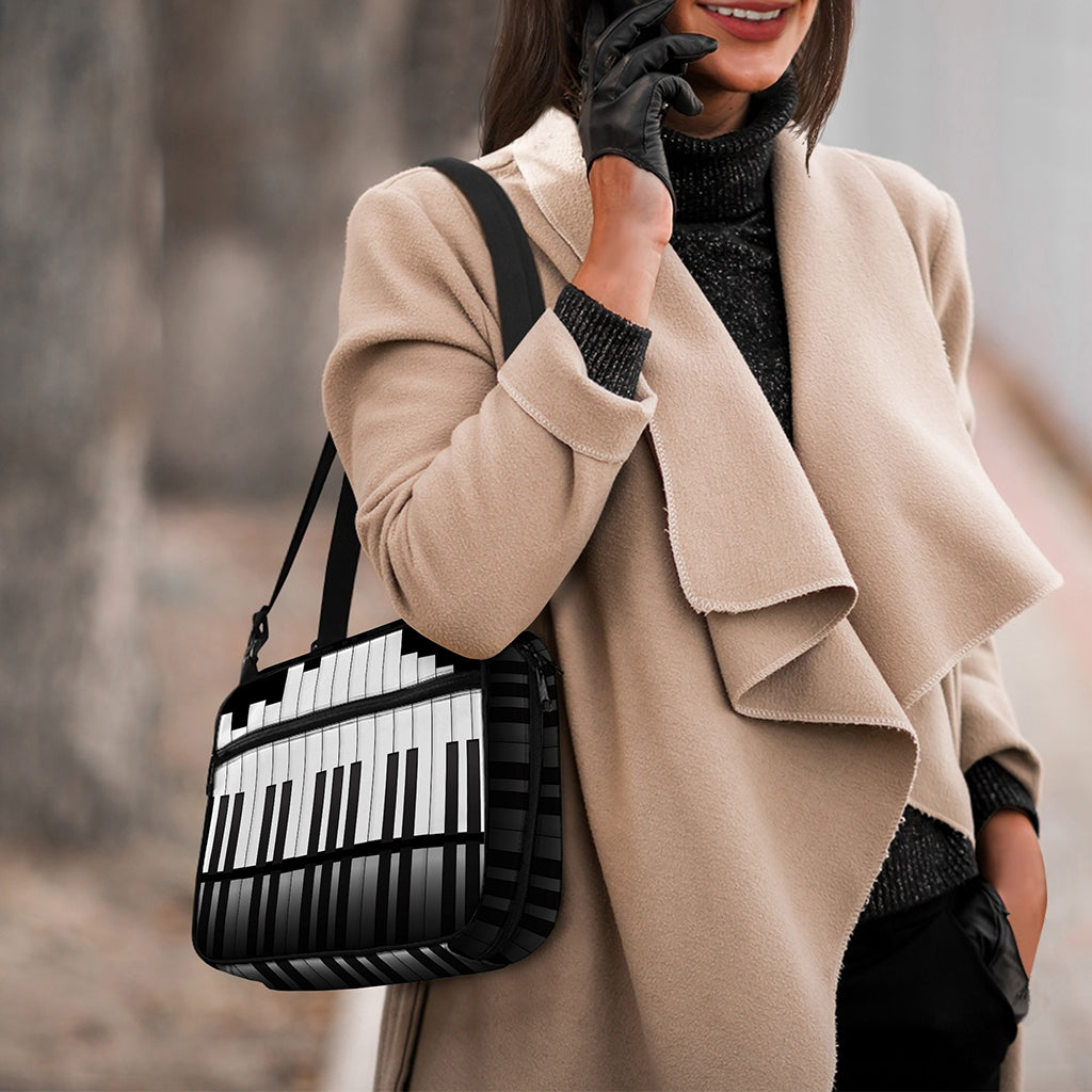 Black And White Piano Keyboard Print Double Strap Bible Bag