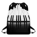 Black And White Piano Keyboard Print Drawstring Backpack