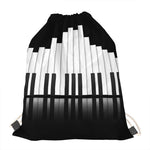 Black And White Piano Keyboard Print Drawstring Bag