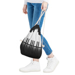 Black And White Piano Keyboard Print Drawstring Bag