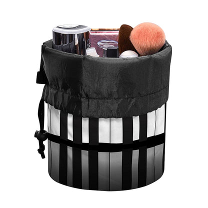Black And White Piano Keyboard Print Drawstring Makeup Bag