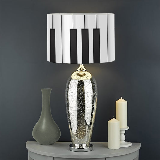 Black And White Piano Keyboard Print Drum Lamp Shade
