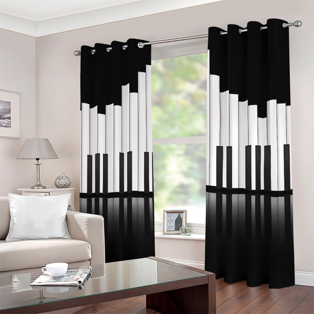 Black And White Piano Keyboard Print Extra Wide Grommet Curtains