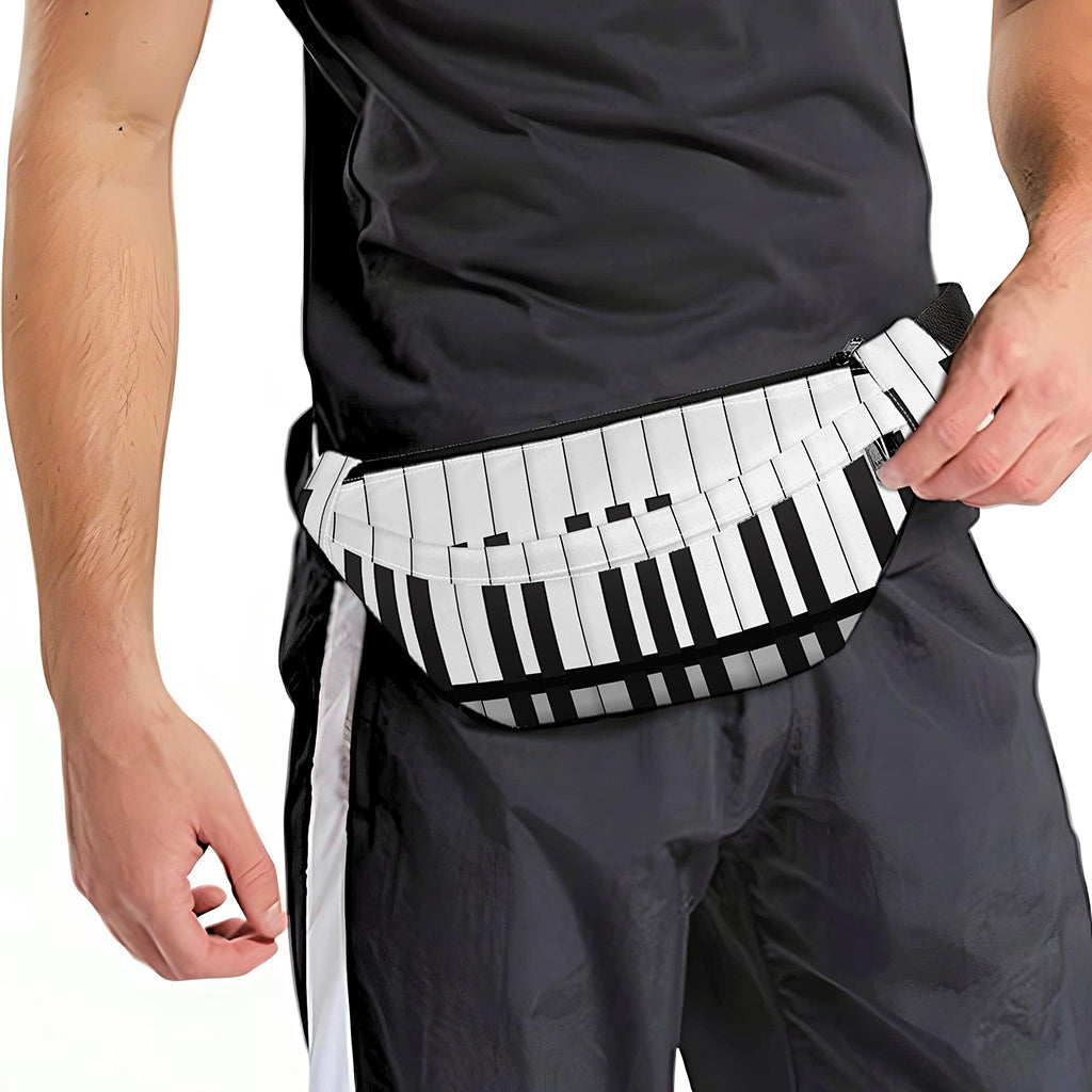 Black And White Piano Keyboard Print Fanny Pack