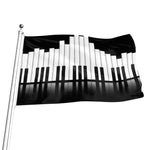 Black And White Piano Keyboard Print Flag