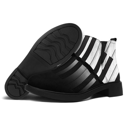 Black And White Piano Keyboard Print Flat Ankle Boots