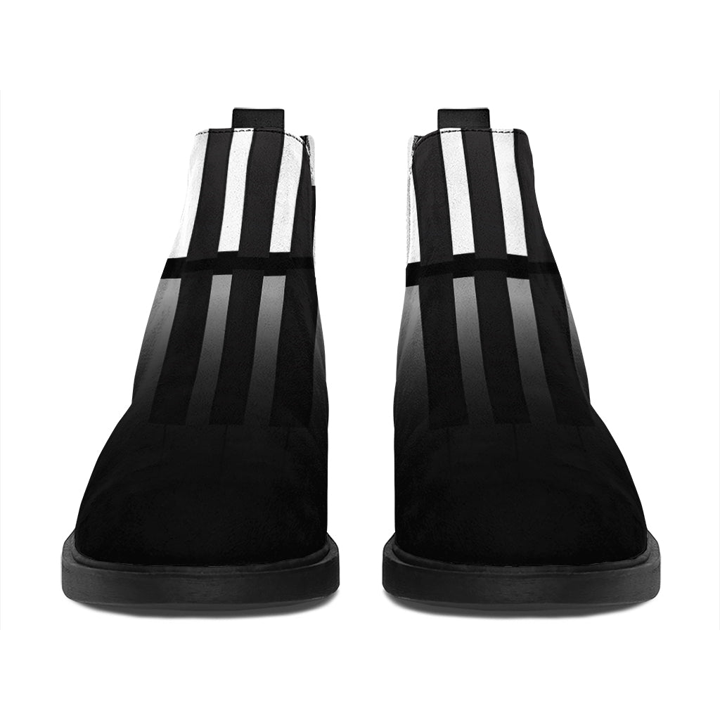 Black And White Piano Keyboard Print Flat Ankle Boots