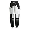 Black And White Piano Keyboard Print Fleece Lined Knit Pants