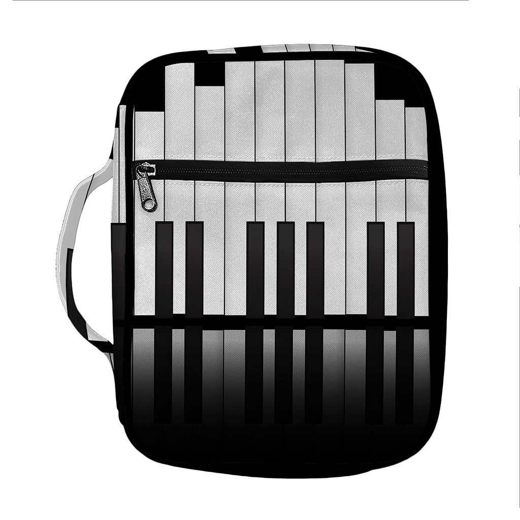 Black And White Piano Keyboard Print Front Pocket Bible Bag