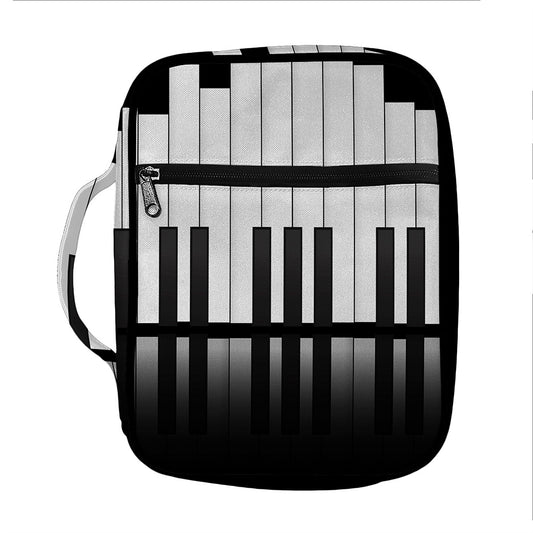 Black And White Piano Keyboard Print Front Pocket Bible Bag