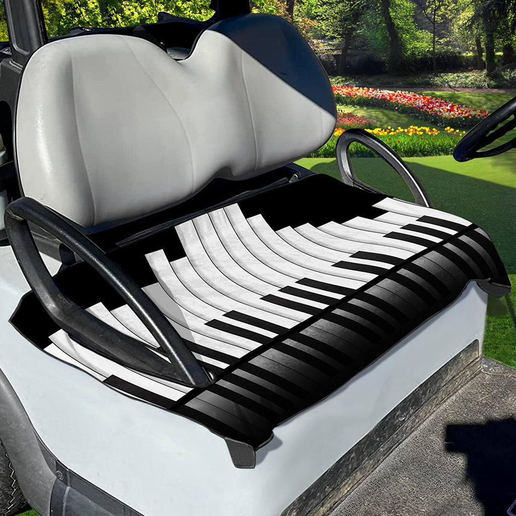 Black And White Piano Keyboard Print Golf Cart Seat Cover