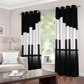 Black And White Piano Keyboard Print Grommet Curtains