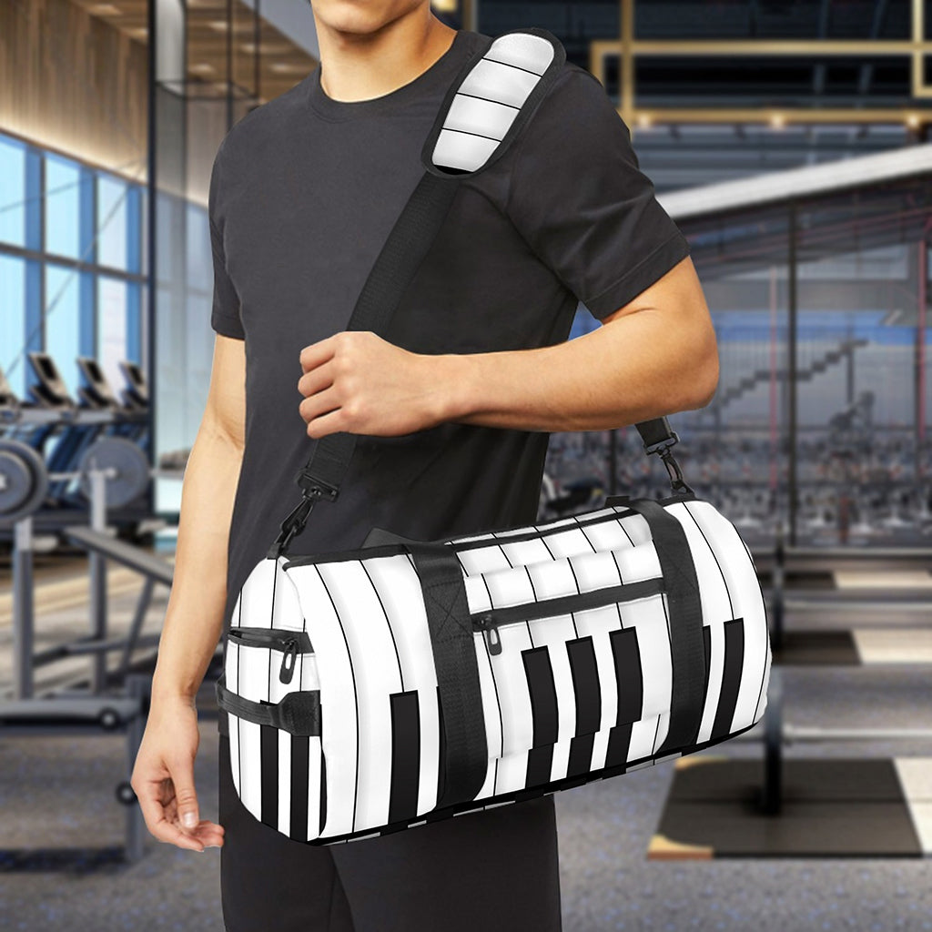 Black And White Piano Keyboard Print Gym Bag