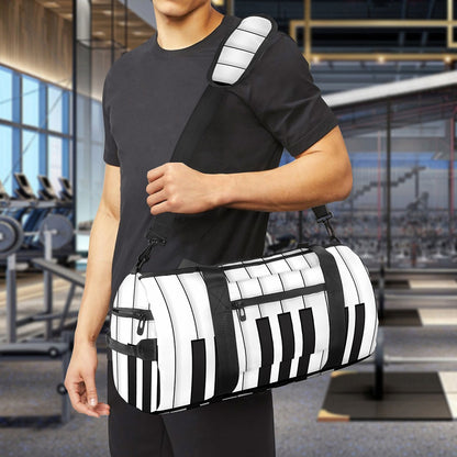 Black And White Piano Keyboard Print Gym Bag