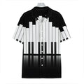 Black And White Piano Keyboard Print Hawaiian Shirt