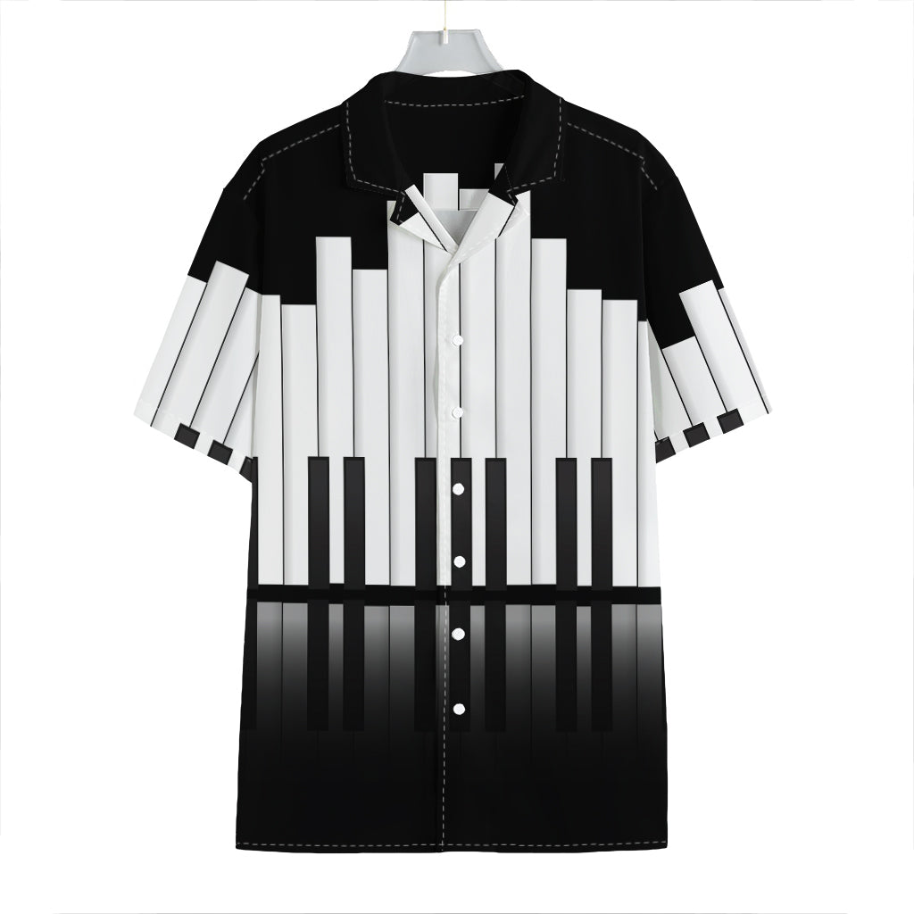 Black And White Piano Keyboard Print Hawaiian Shirt