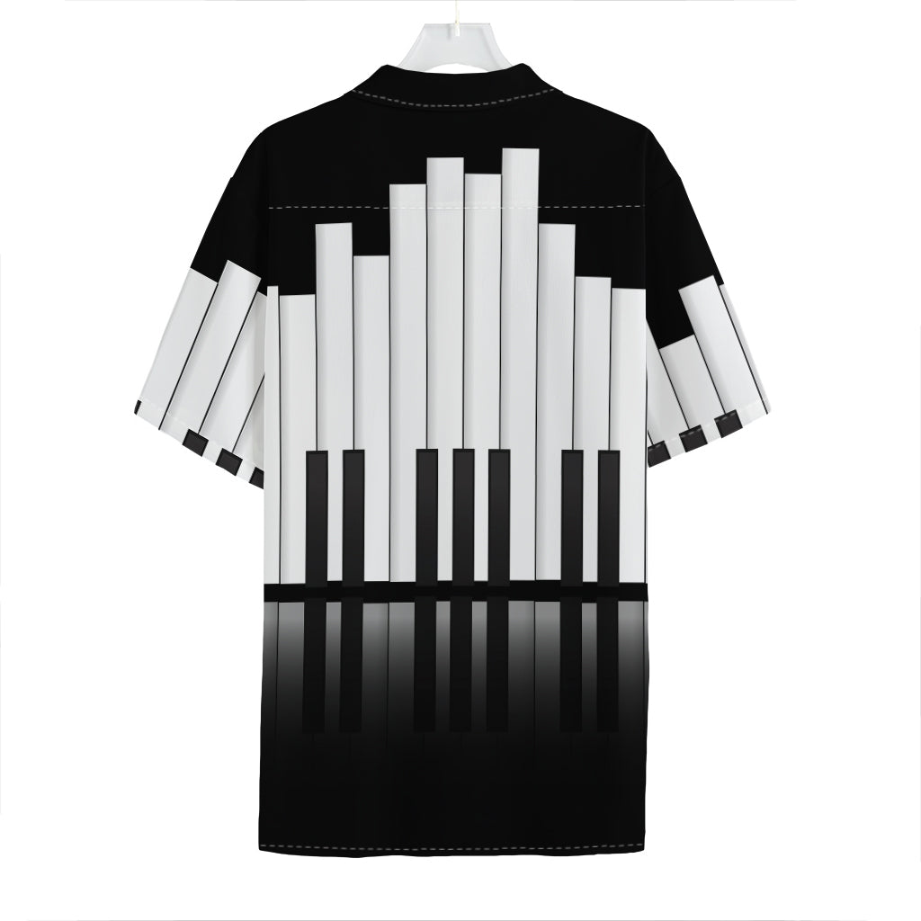 Black And White Piano Keyboard Print Hawaiian Shirt
