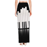 Black And White Piano Keyboard Print High Slit Maxi Skirt