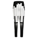 Black And White Piano Keyboard Print High-Waisted Pocket Leggings