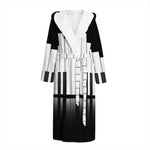 Black And White Piano Keyboard Print Hooded Bathrobe