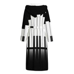 Black And White Piano Keyboard Print Hooded Bathrobe