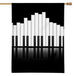 Black And White Piano Keyboard Print House Flag