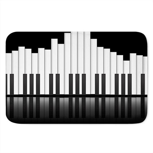 Black And White Piano Keyboard Print Indoor Door Mat