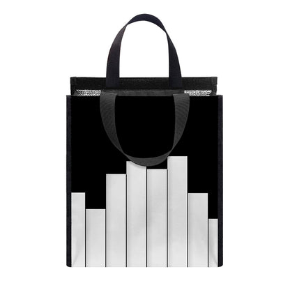 Black And White Piano Keyboard Print Insulated Lunch Tote