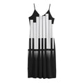 Black And White Piano Keyboard Print Jersey Midi Cami Dress