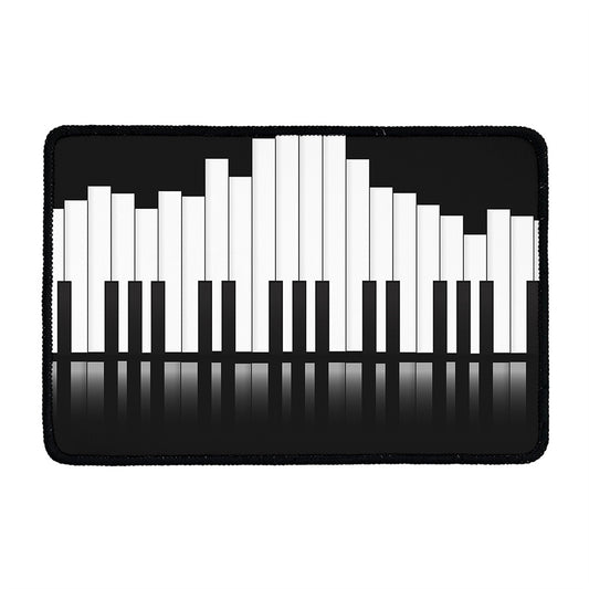 Black And White Piano Keyboard Print Kitchen Mat