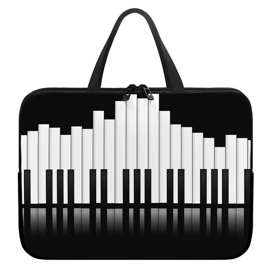 Black And White Piano Keyboard Print Laptop Sleeve With Handle