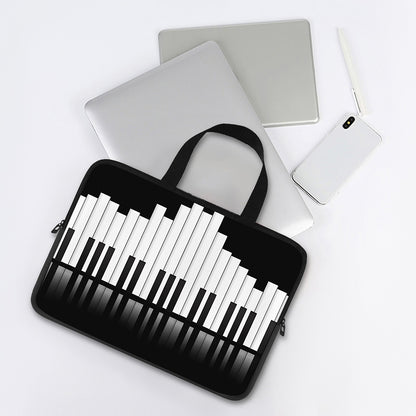 Black And White Piano Keyboard Print Laptop Sleeve With Handle