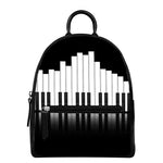 Black And White Piano Keyboard Print Leather Backpack