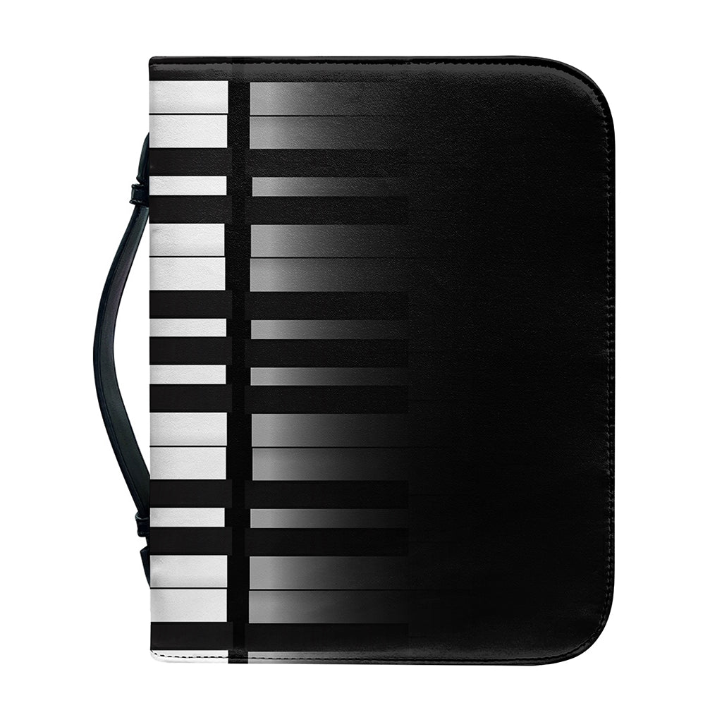 Black And White Piano Keyboard Print Leather Bible Cover