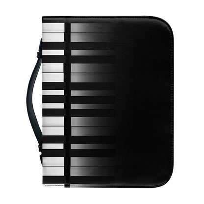Black And White Piano Keyboard Print Leather Bible Cover