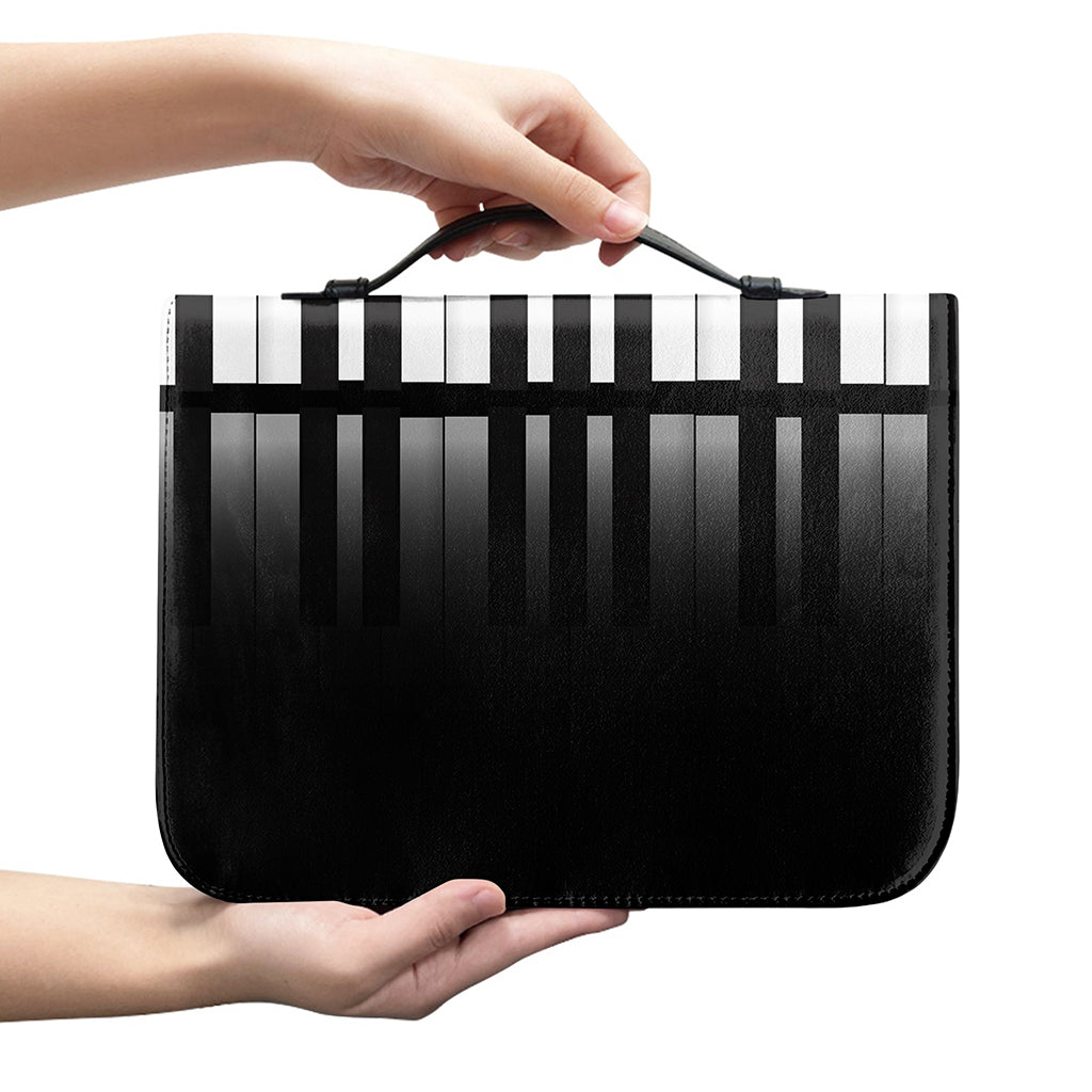 Black And White Piano Keyboard Print Leather Bible Cover